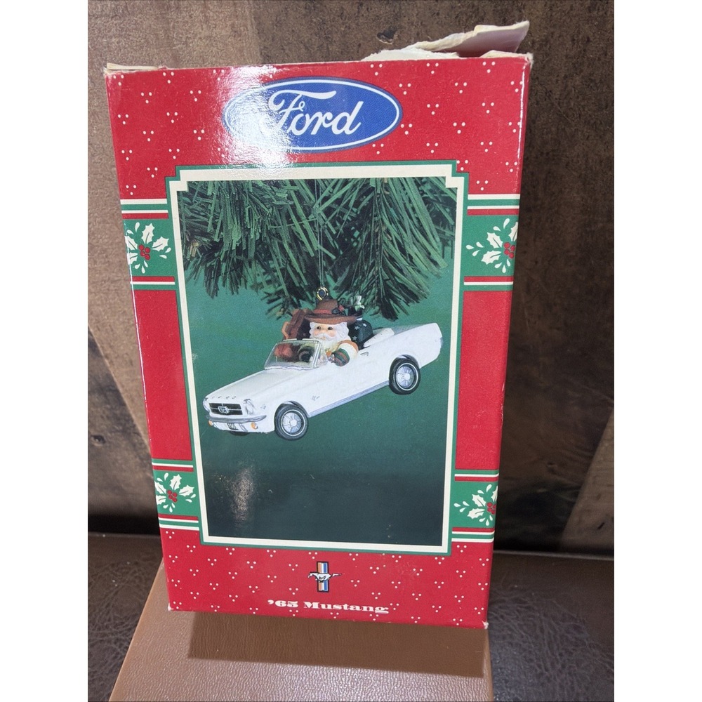 Enesco Treasury of Christmas 65 Ford Mustang Convertible Santa Ornament 1995 Vtg